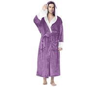 Mens Luxury Dressing Gowns,Male Casual Solid Patchwork Hooded Leisure Wear Drawstring Three Quarter Sleeve Bathrobe Pajamas