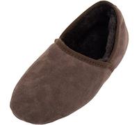 Mens Luxury Genuine 100% Full Sheepskin Slipper with Soft Sole - Brown - UK 10