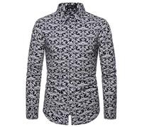 Men's Luxury Gold Paisley Printed Shiny Shirts Slim Fit Button Down Blouses Long Sleeve Dress Shirt Spring Summer Tshirt Mens Floral Printed Shirt Casual Hippie Tops