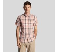 Men's Lyle And Scott Linen Check Short Sleeve Shirt in Pink