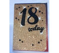 Mens Male Age 18 18th Eighteen Eighteenth 18 Today Birthday Card Black Words Glitter Detail(OTB17467)