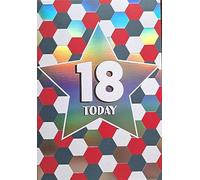 Mens Male Age 18 18th Eighteen Eighteenth 18 Today Birthday Card Silver/Red/White/Black Star/Pattern Foil Detail(PRELUDE35074-2)