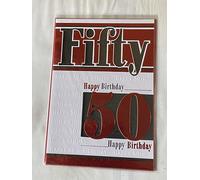 Mens Male Fifty Happy Birthday 50 Birthday Card Age 50 50th Fifty White/Red/Black Words Foil Detail(PRELUDE35082)