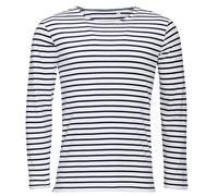 Mens Mans BLUE or RED and WHITE Stripey Striped Long Sleeve Stripe T-Shirt
