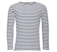 Mens Mans BLUE or RED and WHITE Stripey Striped Long Sleeve Stripe T-Shirt
