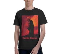 Men's Manson Rock Band Marilyn Printed Cotton Shirt Simple and Practical Top Casual and Sport Shirts Black L