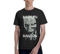 Men's Manson Rock Band Marilyn Printed Cotton Shirt Simple and Practical Top Casual and Sport Shirts Black L