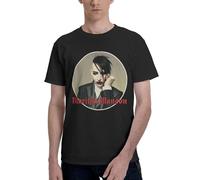 Men's Manson Rock Band Marilyn Printed Cotton Shirt Simple and Practical Top Casual and Sport Shirts Black XL