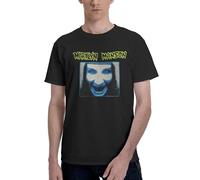Men's Manson Rock Band Marilyn Printed Cotton Shirt Simple and Practical Top Casual and Sport Shirts Black L