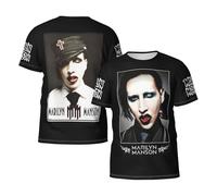 Men's Manson Rock Band Marilyn Printed Crewneck Shirt Classic and Versatile Tops Comfortable and Breathable Shirt Multicolor L