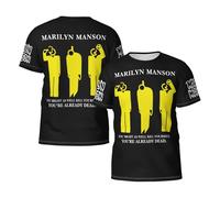 Men's Manson Rock Band Marilyn Printed Crewneck Shirt Classic and Versatile Tops Comfortable and Breathable Shirt Multicolor L