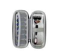 Men's Manual Razor Set with 6-Layer Blade Handle and 9 Replacement Cartridges, Grey