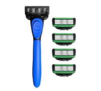 Men's Manual Shaver With 7 Layer Blading Rubber Handle Includes 5 Replacement Head For Smooth Shaving Multi Layer Blading