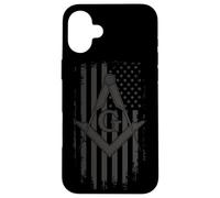 Mens Masonic American Flag Square and Compass - Freemason Case for iPhone 16 Plus