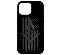 Mens Masonic American Flag Square and Compass - Freemason Case for iPhone 16 Pro Max