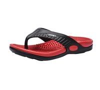 Men's Massage Shoes, Flip Flops, Men's with Footbed, Sliders, Indoor Bathing Slippers, Comfortable Bathing Shoes, Slippers, Foot Massager, Relieves Plantar Fasciitis, Health Shoes, red, 9 UK
