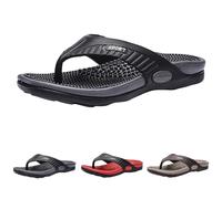 Men's Massage Shoes, Flip Flops, Men's with Footbed, Sliders, Indoor Bathing Slippers, Comfortable Bathing Shoes, Slippers, Foot Massager, Relieves Plantar Fasciitis, Health Shoes, black, 10 UK