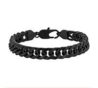 Men's Matte Black Stainless Steel Cuban Link Bracelet, L, Metal, no gemstone