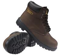 MENS MAXSTEEL LEATHER SAFETY BOOTS ANKLE LACE UP STEEL TOE CAP WORK BOOTS HIKER SHOES (6 UK) (12 UK)