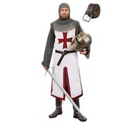 Mens Medieval Crusader Warrior Halloween Warrior Costume for Adults Plus Size-M