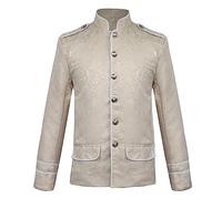 Mens Medieval Gothic Coat Steampunk Single Breasted Victorian Court Frock Renaissance Banquet Tail Masquerade Party Costume Hussar Uniform with Buttons Vintage Parade Court Cosplay Costume Halloween