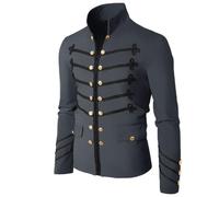 Men's Medieval Jacket Shirt - Zip Up Wool Blend, Victorian Suit Inspired, Vintage Gothic Steampunk Style, Ideal for Parties & Halloween Costumes