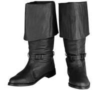 Men's Medieval Knight Boots Vintage Knight Pirate High Boots PU Leather Cowboy Boots,Halloween Cosplay Costume Accessories,Black,45