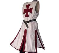 Mens Medieval Knight Costume Fancy Dress Outfit Templar Tunic Costumes Halloween Viking Cloak Crusader Templar Carnival Costume LARP Cospaly for Adult Medieval Halloween Costume Stage Performance
