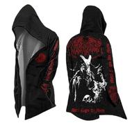 Men's Medieval Norse Mythology Hooded Cardigan Motorcycle Jacket Halloween Costume Long Sleeve Casual Loose Fit Streetwear Coat for Daily Wear (A20-Black, S)