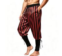 Men's Medieval Renaissance Pirate Pants Viking Ren Faire Costume, Black-brown, M