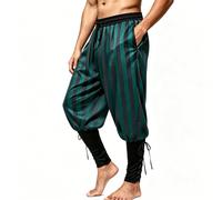 Men's Medieval Renaissance Pirate Pants Viking Ren Faire Costume, Black-green, S