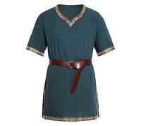Men's Medieval Renaissance Templar Costume - Viking Knight Pirate Tunic for Halloween Cosplay & Parties