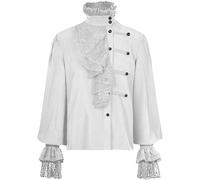 Mens Medieval Ruffle Shirts Steampunk Gothic Shirt Top Turtleneck Pirate Shirts Victorian Regency Shirt Tops Halloween Costume Clothing Renaissance Cosplay Costume Carnival Cosplay Suits Uniform