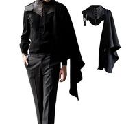 Men's Medieval Shawl Black Steampunk Shrug Cape Lace Up Cloak Shawl Cosplay Party Costume Fancy Dress for Adults LAll Saints Day Decor