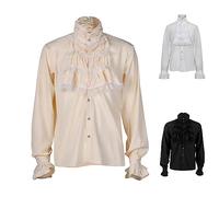 Mens Medieval Shirt Blouse Gothic Vintage Prince Casual Renaissance Uniform Costume Performance Medieval Cosplay Steampunk Vintage Outwear Shirt Coats Halloween Costume Gothic Clothing Outdoor