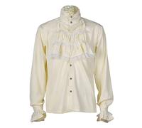 Men's Medieval Shirt Ruffle Shirt Button Down Gothic Shirt Pirate Long Sleeve Costume Renaissance Viking Victorian Steampunk Cosplay Tops, yellow, XL