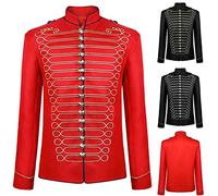 Men's Medieval Steampunk Jackets UK Clearance Men Embroidered Coats Hussar Napoleon Military Drummer Parade Coat Long Sleeve Outerwear Gothic Victorian Tailcoat Uniform Halloween Costume Court Jacket