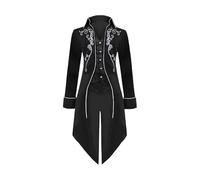 Men's Medieval Steampunk Tailcoat Jacket Renaissance Gothic Retro Embroidery Coat Halloween Cosplay Party Vampire Gentleman Costumes for Adult (Black, 3XL)
