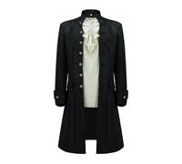 Mens Medieval Tailcoat Steampunk Jacket Gothic Victorian Frock Coat Ruffled Shirt Halloween Colonial Pirate Costume XS