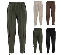 Men's Medieval Trousers Cotton Linen Gothic Pants UK Clearance Man Pirate Trouser Linen Renaissance Cosplay Costume Lace Up Goth Pant Steampunk Victorian Pants Elastic Waist Tapered Trouser