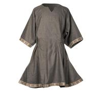 Men's Medieval Tunic Knight Shirt Skirt Robe Cosplay Costume Halloween Party Medieval Costume Viking Renaissance Stand-Up Collar Shirt Grey