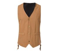 Men'S Medieval Vest Men'S Tank Top Lace-Up Drawstring Waistcoat Vintage Renaissance Gilets Sleeveless Retro Vest Gothic Victorian Tank Top V Neck Retro Short Waistcoat Casualhalloween Costume