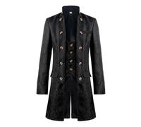 Men's Medieval Victorian Steampunk Coat Gothic Renaissance Costume Jacket | Vintage Pirate Prince Overcoat Stand Collar Cosplay Coat for Stage Performance Halloween Party Themed Party