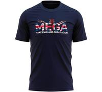 Mens MEGA T Shirt Union Jack Make England Great Again English Pride Apparel Patriotic Tee for Men, l, Navy