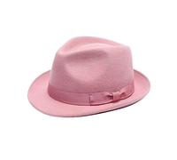 Men's Men's Panama Style Hat Vintage Woolen Trilby Fedora Jazz Wide Brim Hat Warm Winter Headwear (as8, Alpha, m, Pink)