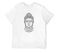 Men's Mens S Orange Buddha Head God Zen Relaxation S-3Xl Size Top T-Shirts White L