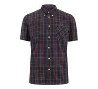 MENS MERC LONDON BUTTON DOWN COLLAR CHECK SHIRT MOD RETRO MACK - NAVY BLUE