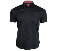 MENS MERC LONDON CLASSIC CHEST POCKET PLAIN SHORT SLEEVE SHIRT BAXTER - BLACK