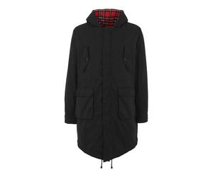 MENS MERC LONDON MOD FISHTAIL TARTAN CHECK LINED PARKA JACKET TOBIAS - BLACK