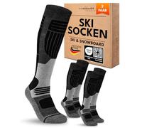 Men's Merino Ski Socks 2 Pairs Thermal Winter Knee Socks with Padding for Ski and Snowboard, black, 43-46